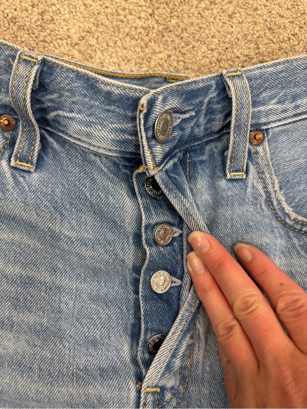 Levi's Premium Button Fly Ribcage Shorts Cutoff Button Fly 28 - Picture 12 of 13